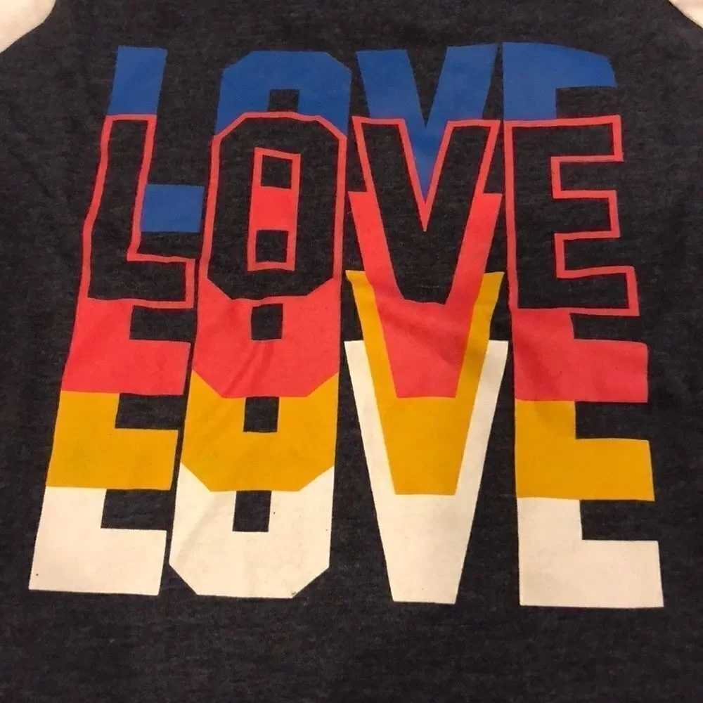 Old Navy Raglan Gray & White Love Shirt